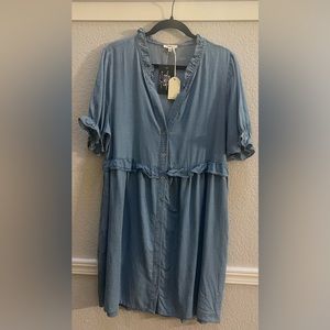 Denim dress with ruffle details